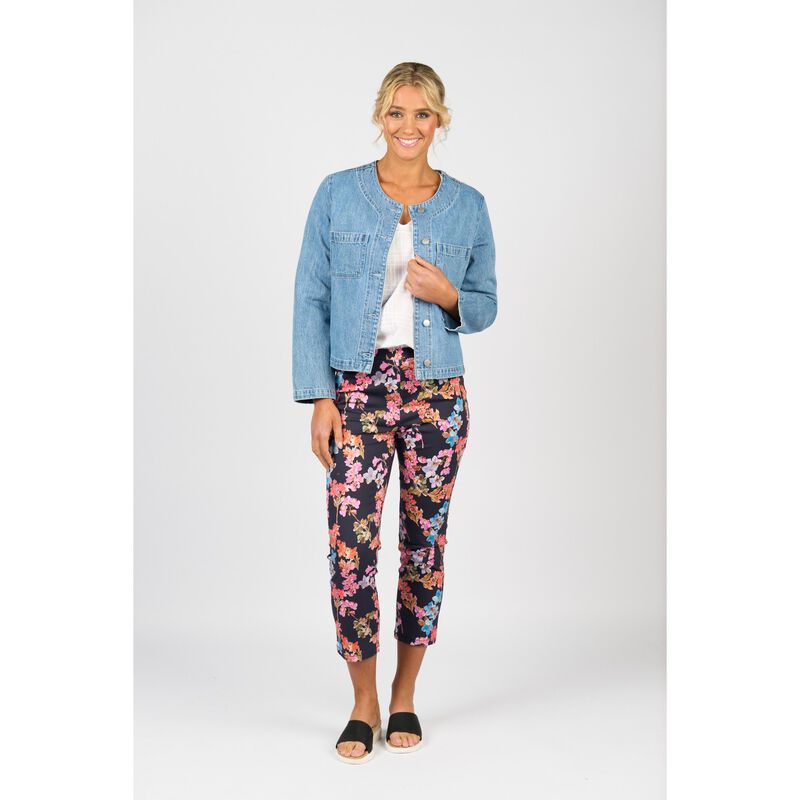 Vassalli Collarless Denim Jacket image number 3